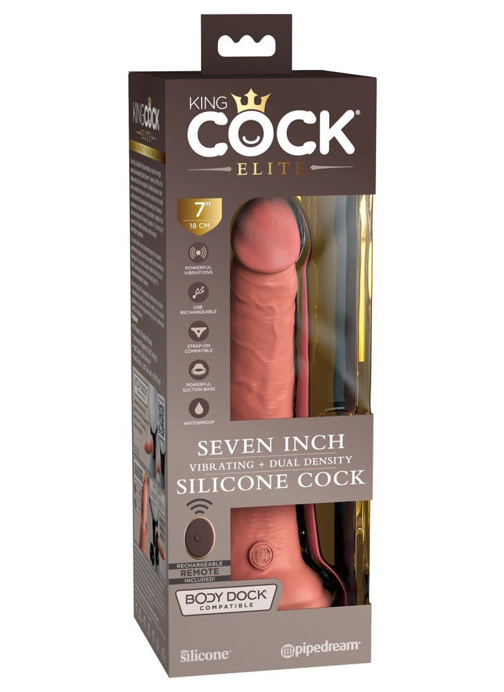 7" Vibrating + Dual Density Silicone Cock with Remote